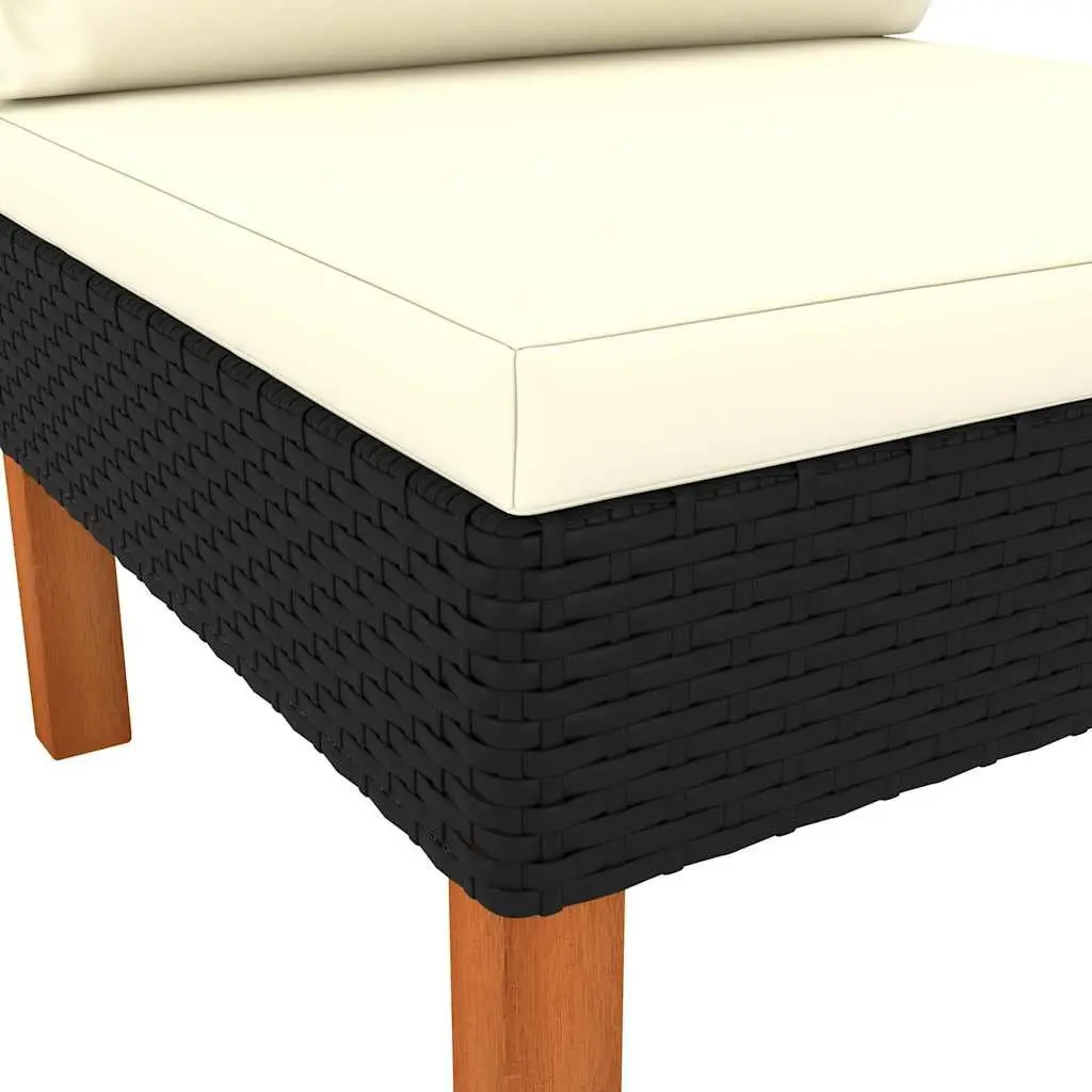 Outdoor Sectional Seating Set Rattan 2 Piece Middle Sofas Black for Garden