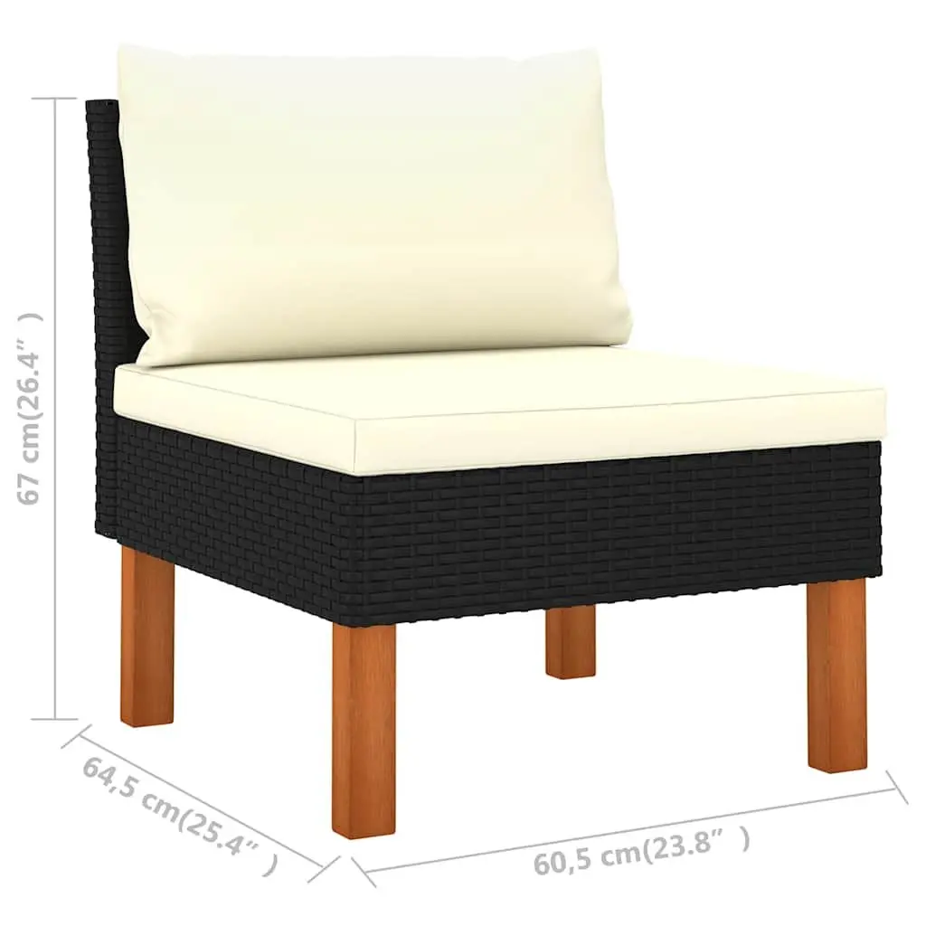 Outdoor Sectional Seating Set Rattan 2 Piece Middle Sofas Black for Garden
