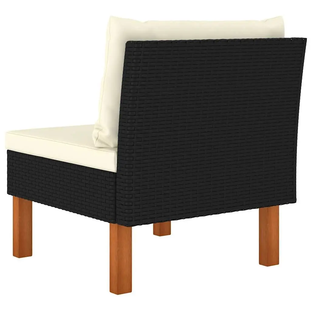 Outdoor Sectional Middle Sofas 3 pcs PE Rattan Steel Frame Garden Seating