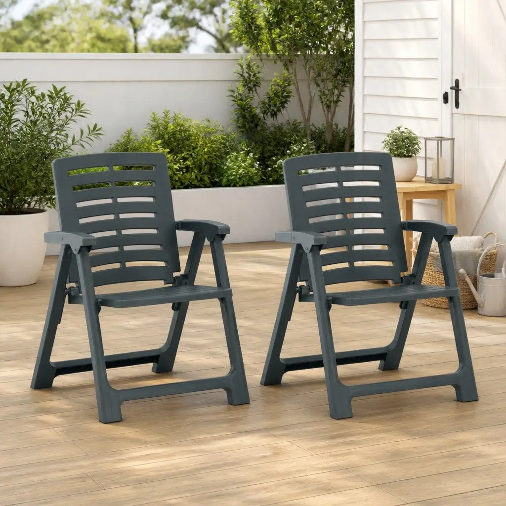 Outdoor Garden Chairs Set of 2 Lightweight Plastic Seating for Patio and Terrace