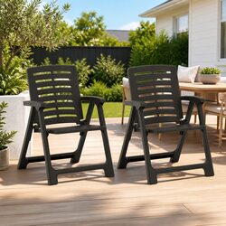 Outdoor Chairs 2 Pieces Plastic Garden Seating Anthracite Patio Furniture
