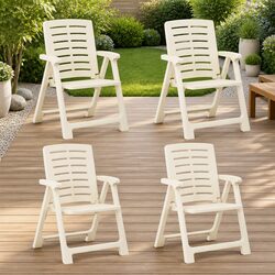 4-Piece Outdoor Chair Set - White Plastic Design