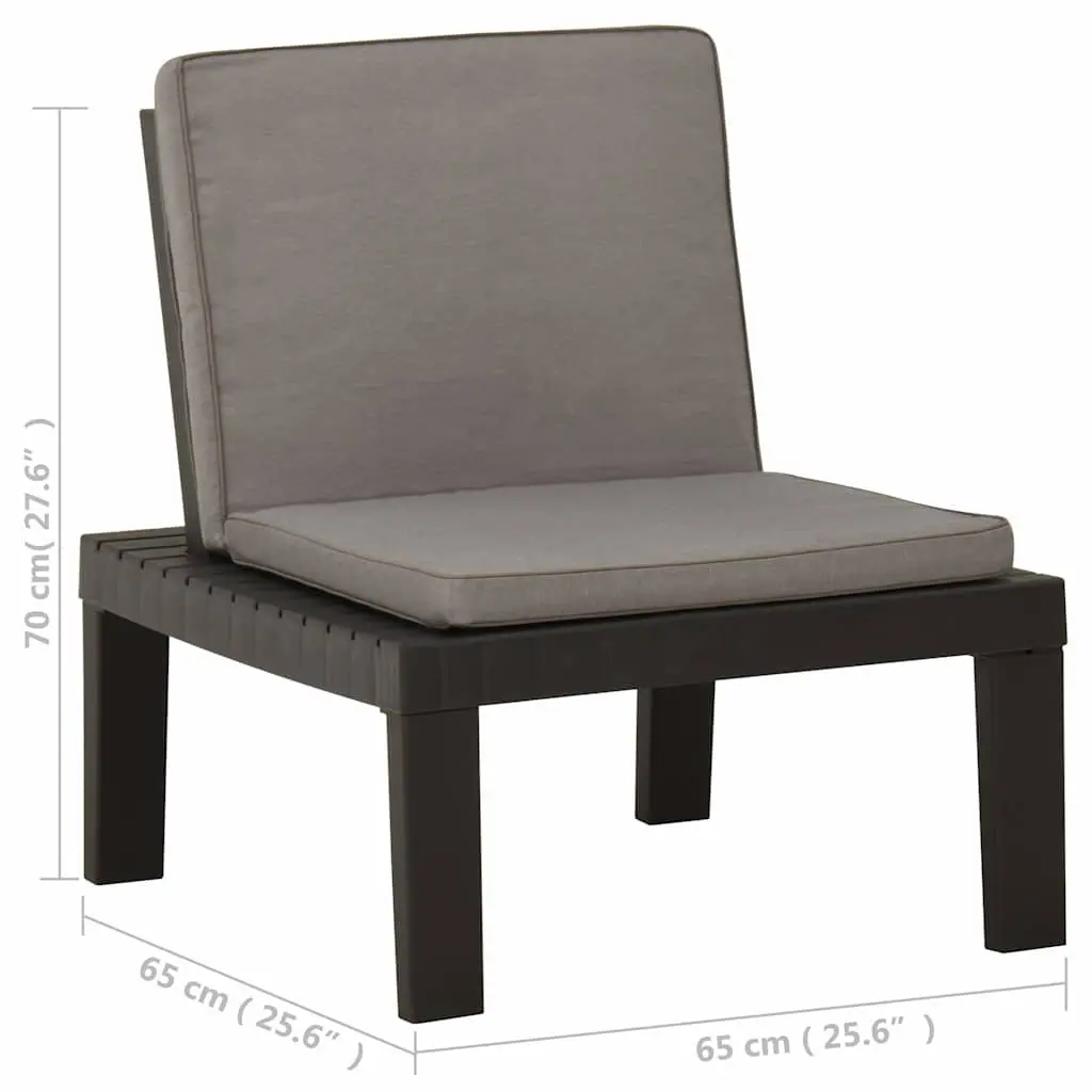 Lounge Chair for Garden Outdoor Use with Removable Padded Cushion Grey