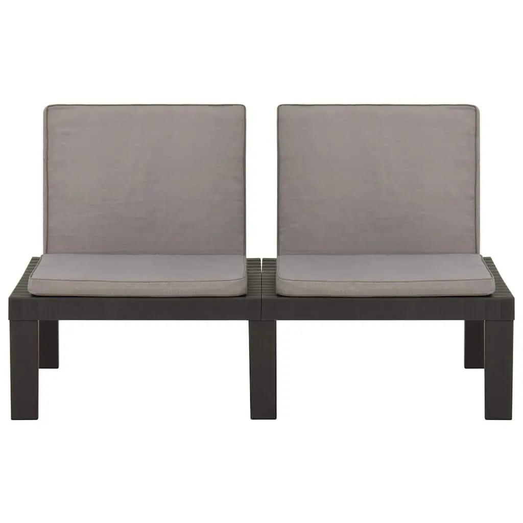 Garden Lounge Bench for Outdoor Use with Padded Cushion Grey
