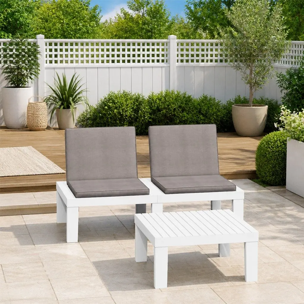 Garden Lounge Set 2 Piece Outdoor Furniture with Cushions White Seating
