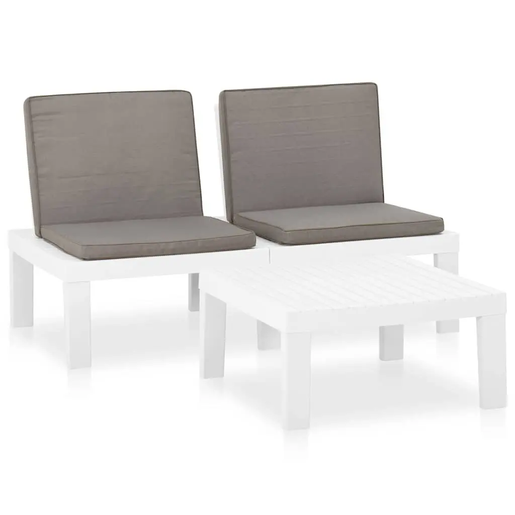 Garden Lounge Set 2 Piece Outdoor Furniture with Cushions White Seating