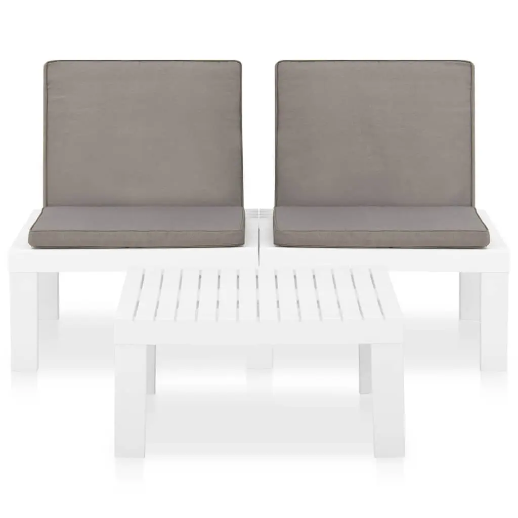 Garden Lounge Set 2 Piece Outdoor Furniture with Cushions White Seating