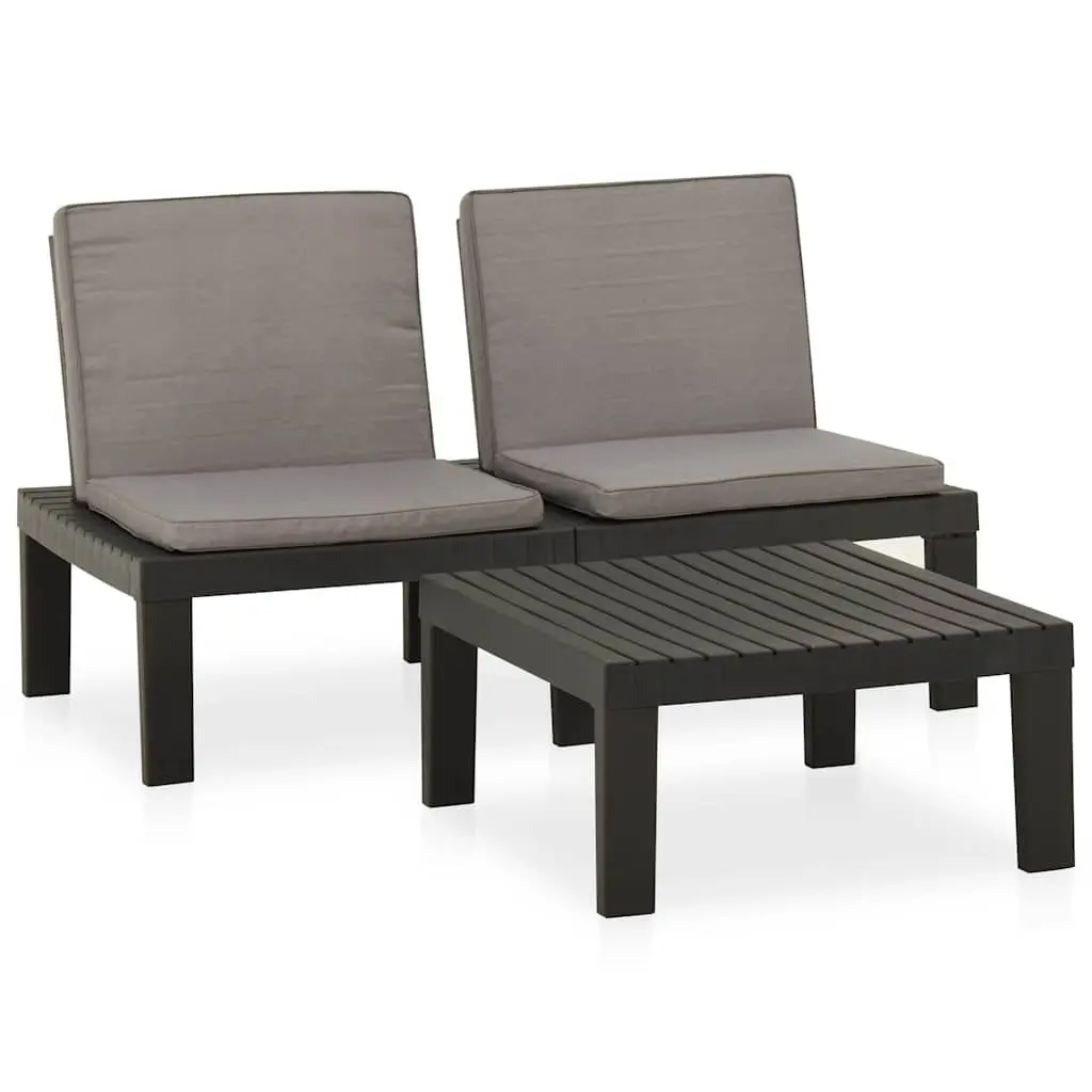 2 Piece Grey Garden Lounge Set for Outdoor Use with Cushions