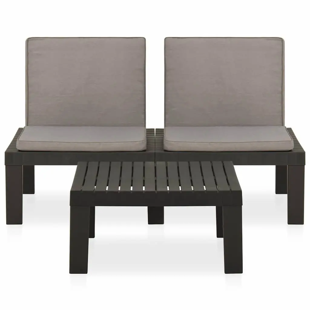 2 Piece Grey Garden Lounge Set for Outdoor Use with Cushions