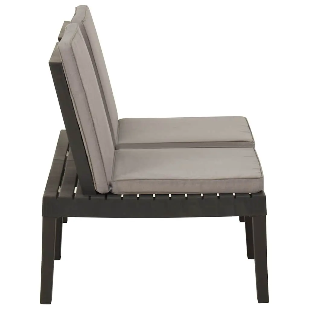 2 Piece Grey Garden Lounge Set for Outdoor Use with Cushions