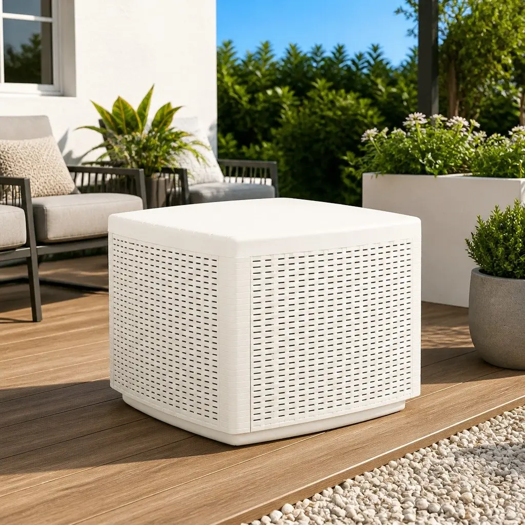 Garden Coffee Table White 53x53x40cm Outdoor Patio Furniture Lightweight Plastic