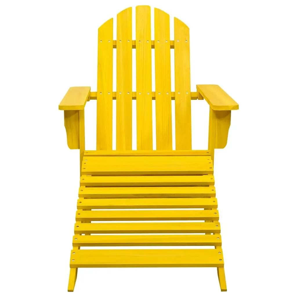 Adirondack Chair with Ottoman Outdoor Garden Patio Solid Fir Wood Yellow