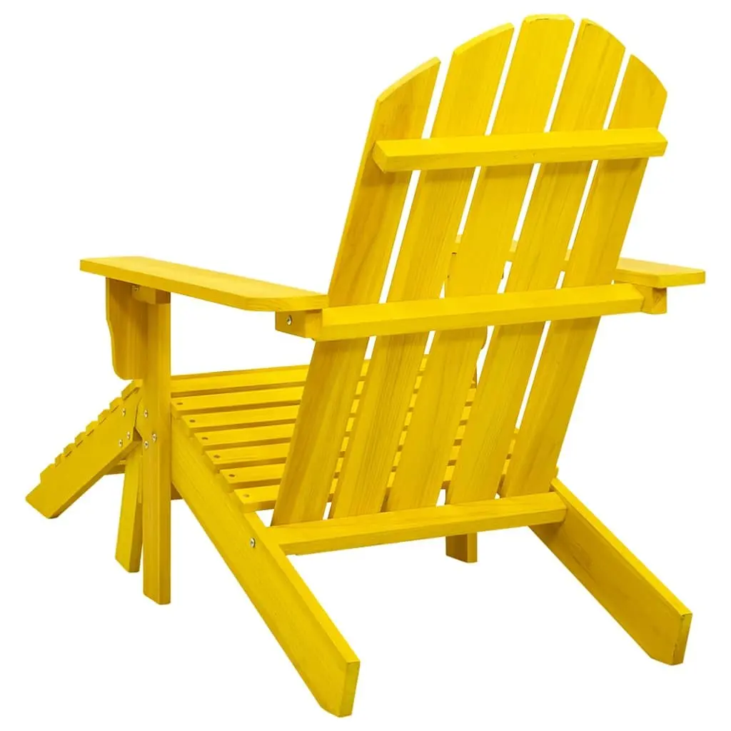 Adirondack Chair with Ottoman Outdoor Garden Patio Solid Fir Wood Yellow