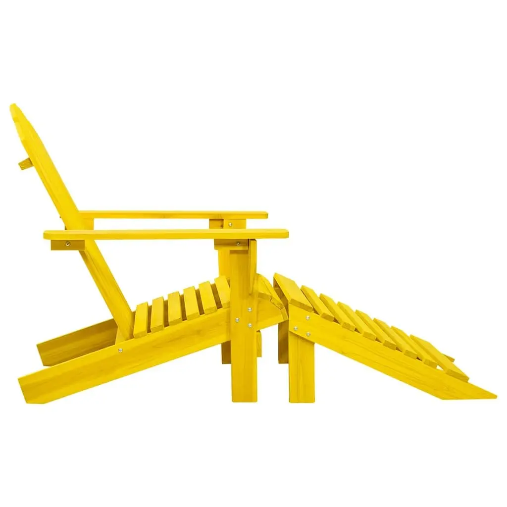 Adirondack Chair with Ottoman Outdoor Garden Patio Solid Fir Wood Yellow
