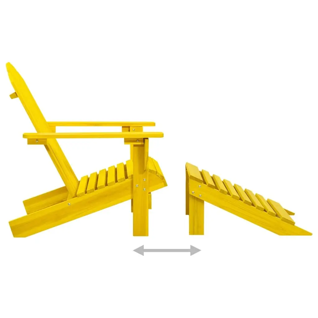 Adirondack Chair with Ottoman Outdoor Garden Patio Solid Fir Wood Yellow