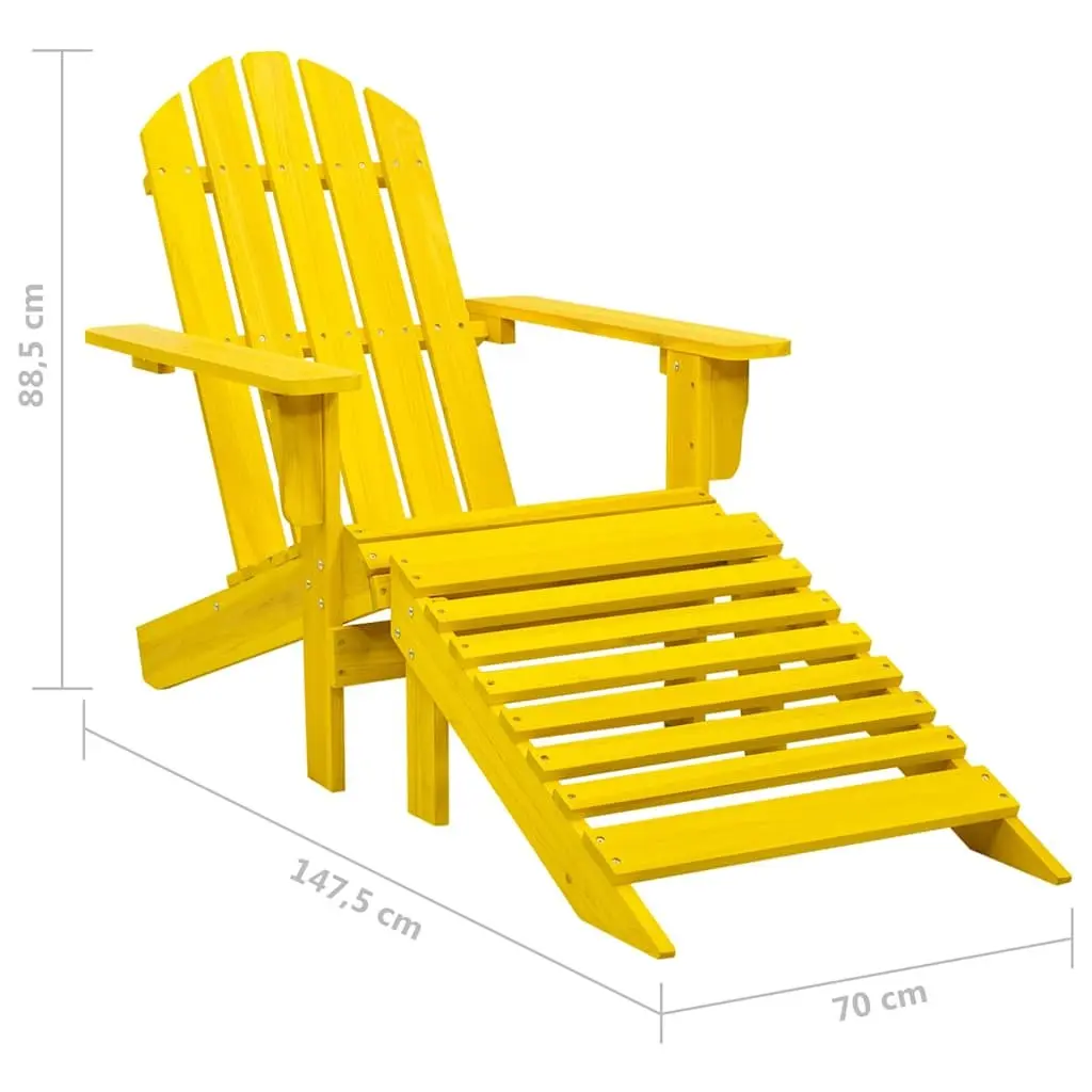 Adirondack Chair with Ottoman Outdoor Garden Patio Solid Fir Wood Yellow