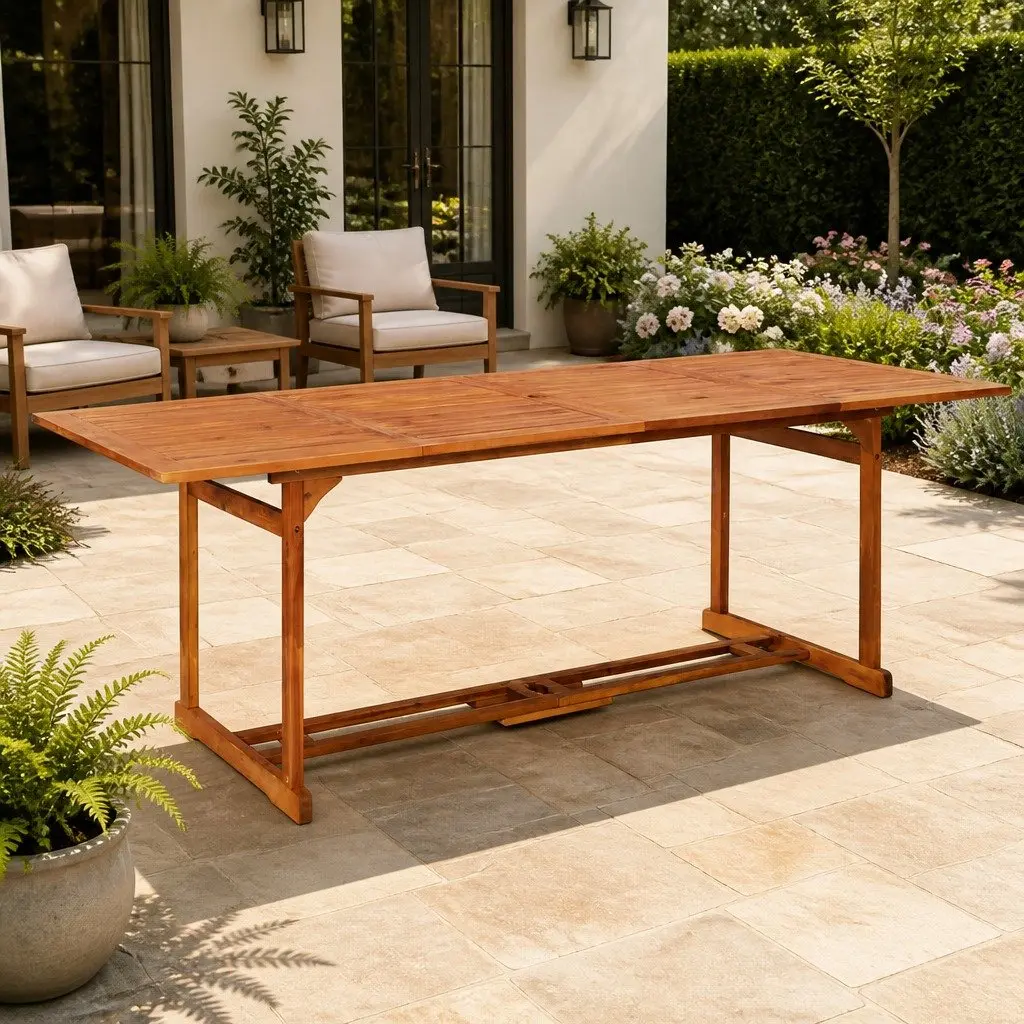 Outdoor Dining Table Garden Patio 220x90x75cm Solid Wood Brown