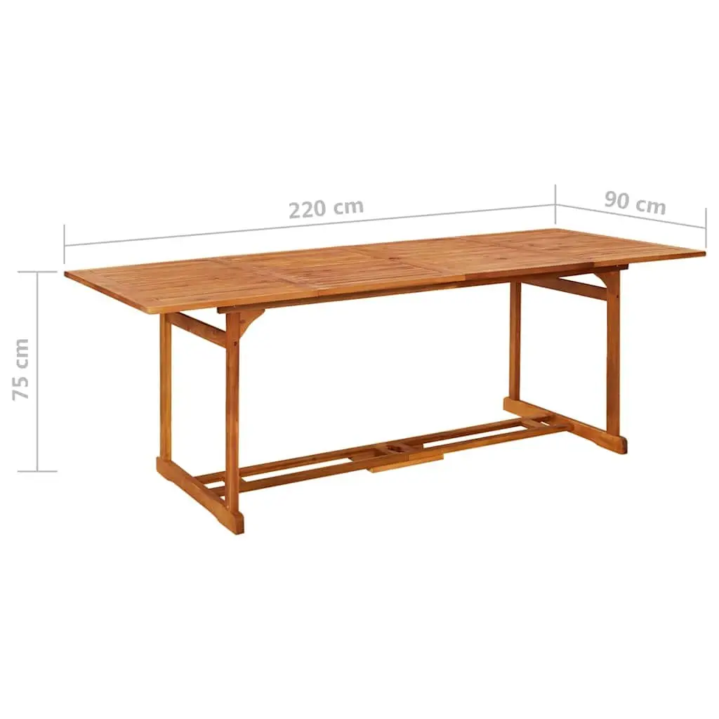 Outdoor Dining Table Garden Patio 220x90x75cm Solid Wood Brown