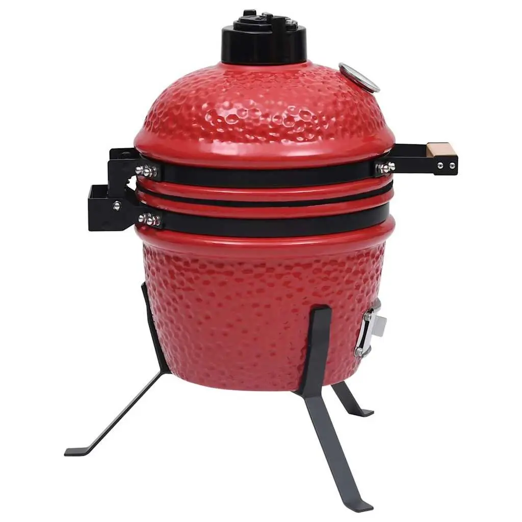 Ceramic Kamado Barbecue Grill Smoker 56cm Red Coal Wood Outdoor Cooking