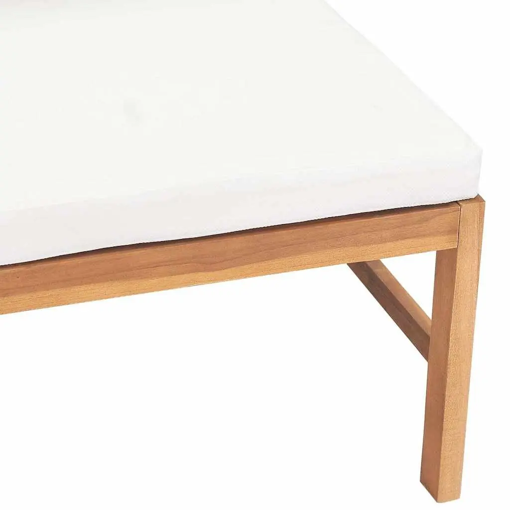 Outdoor Middle Sofa Section Teak Wood Garden Patio Furniture Cream Cushions