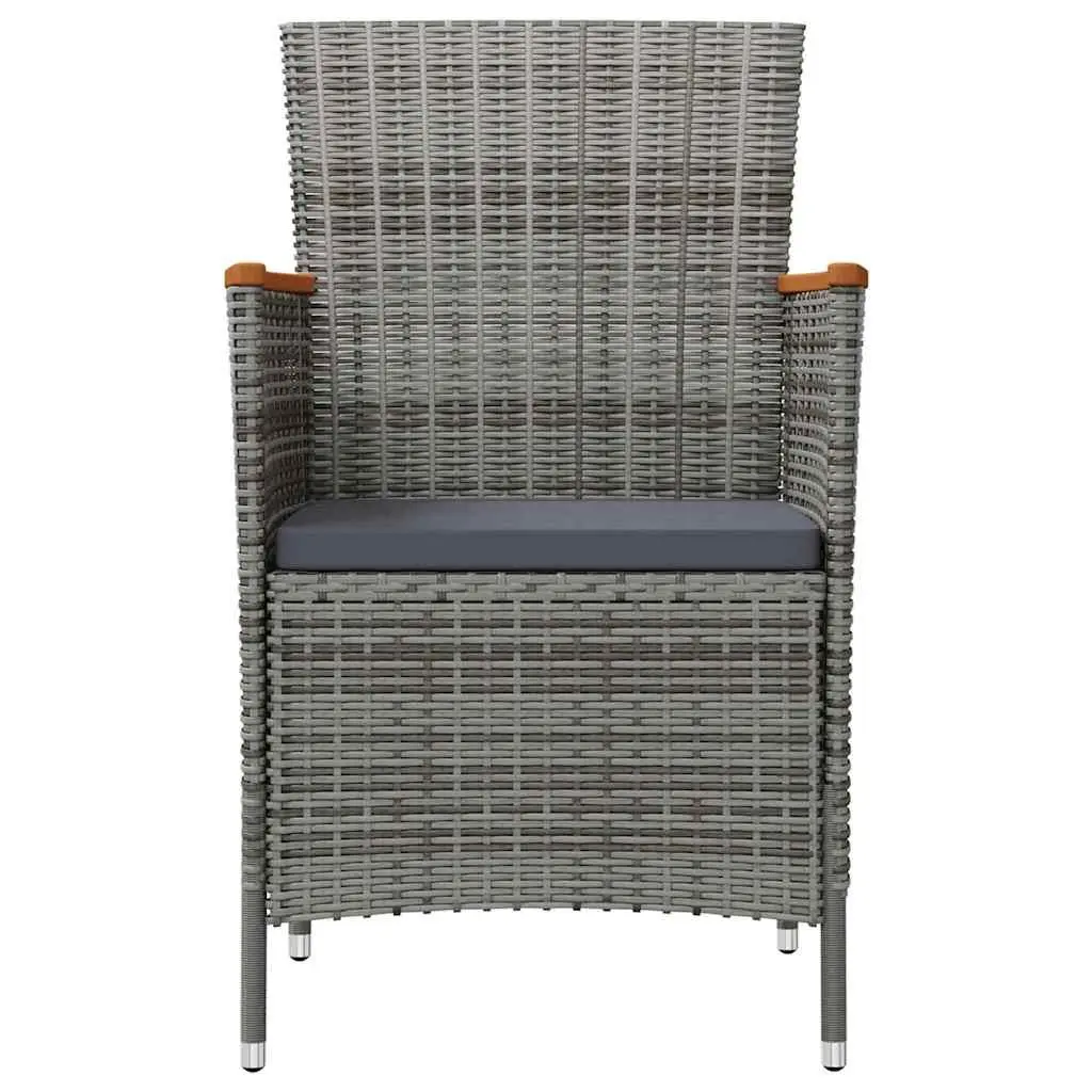 Outdoor Dining Chairs 2 pcs Garden Poly Rattan Grey Patio Seating with Cushion
