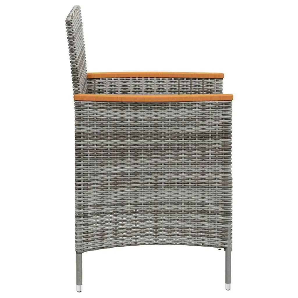 Outdoor Dining Chairs 2 pcs Garden Poly Rattan Grey Patio Seating with Cushion