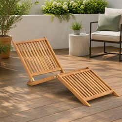 Teak Wood Folding Sun Lounger with Weather Resistance