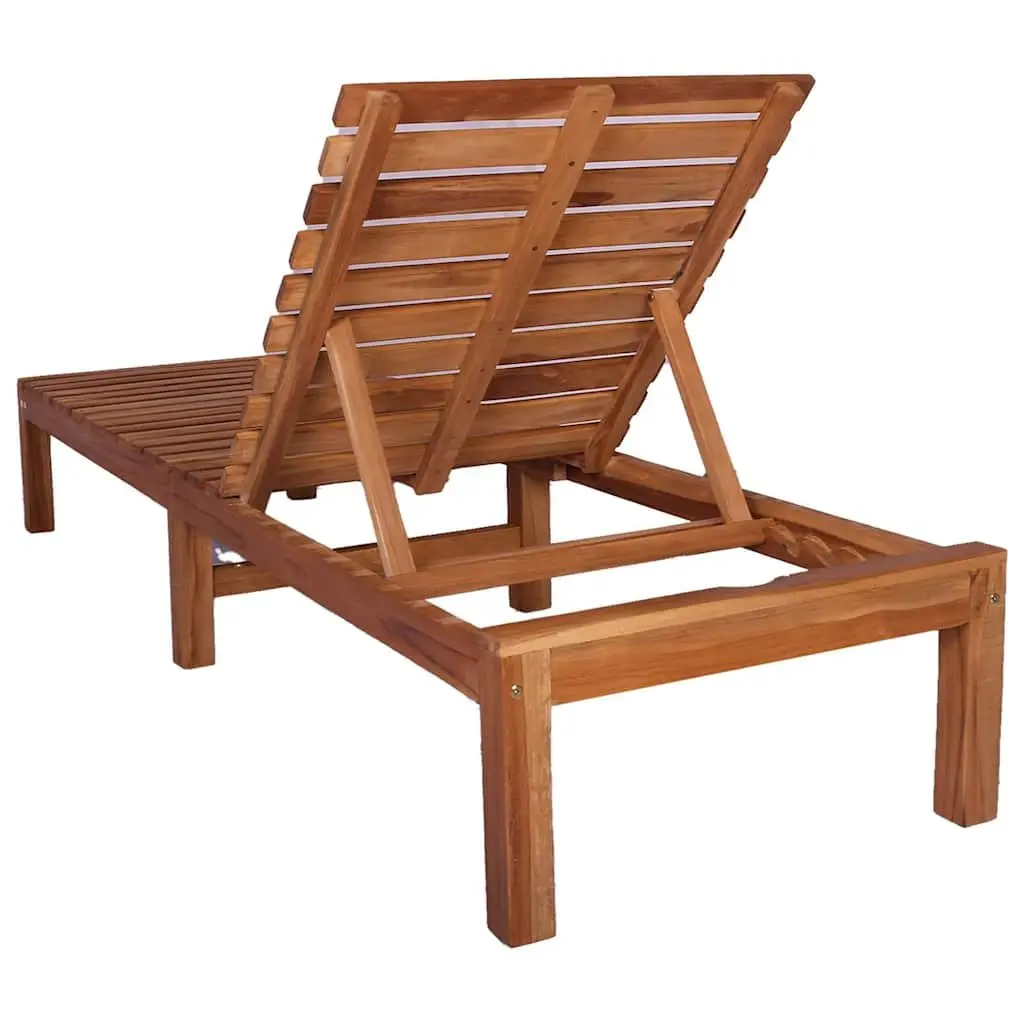 Sun Lounger Solid Teak Wood Garden Patio Outdoor Furniture Relaxing Lounge Chair