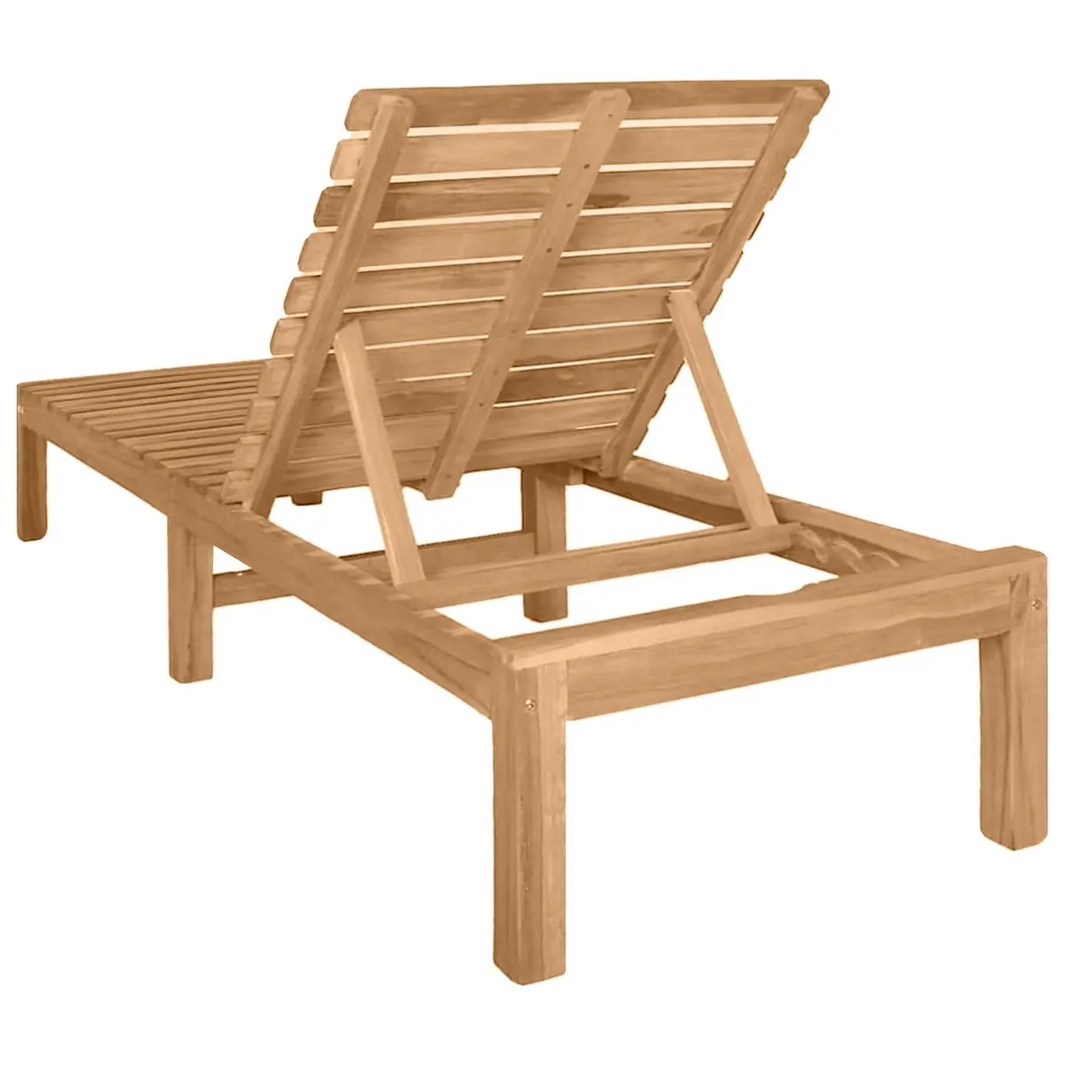 Sun Lounger Solid Teak Wood Garden Patio Outdoor Furniture Relaxing Lounge Chair