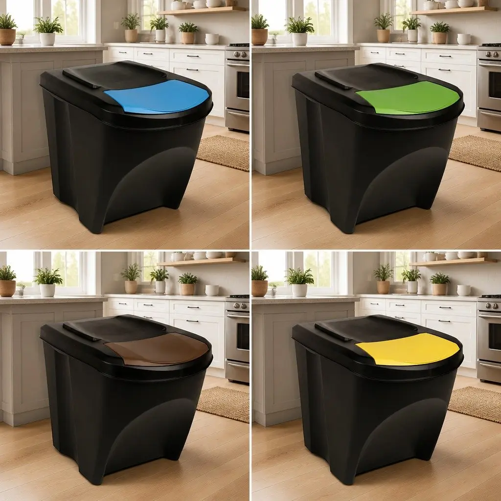 4 Stackable Garbage Bin Boxes in Anthracite
