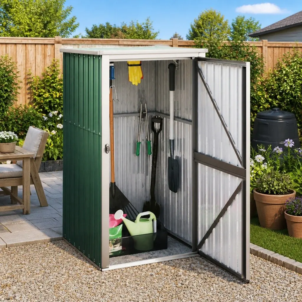 Garden Tool Shed Outdoor 88x89x161cm Galvanised Steel Storage