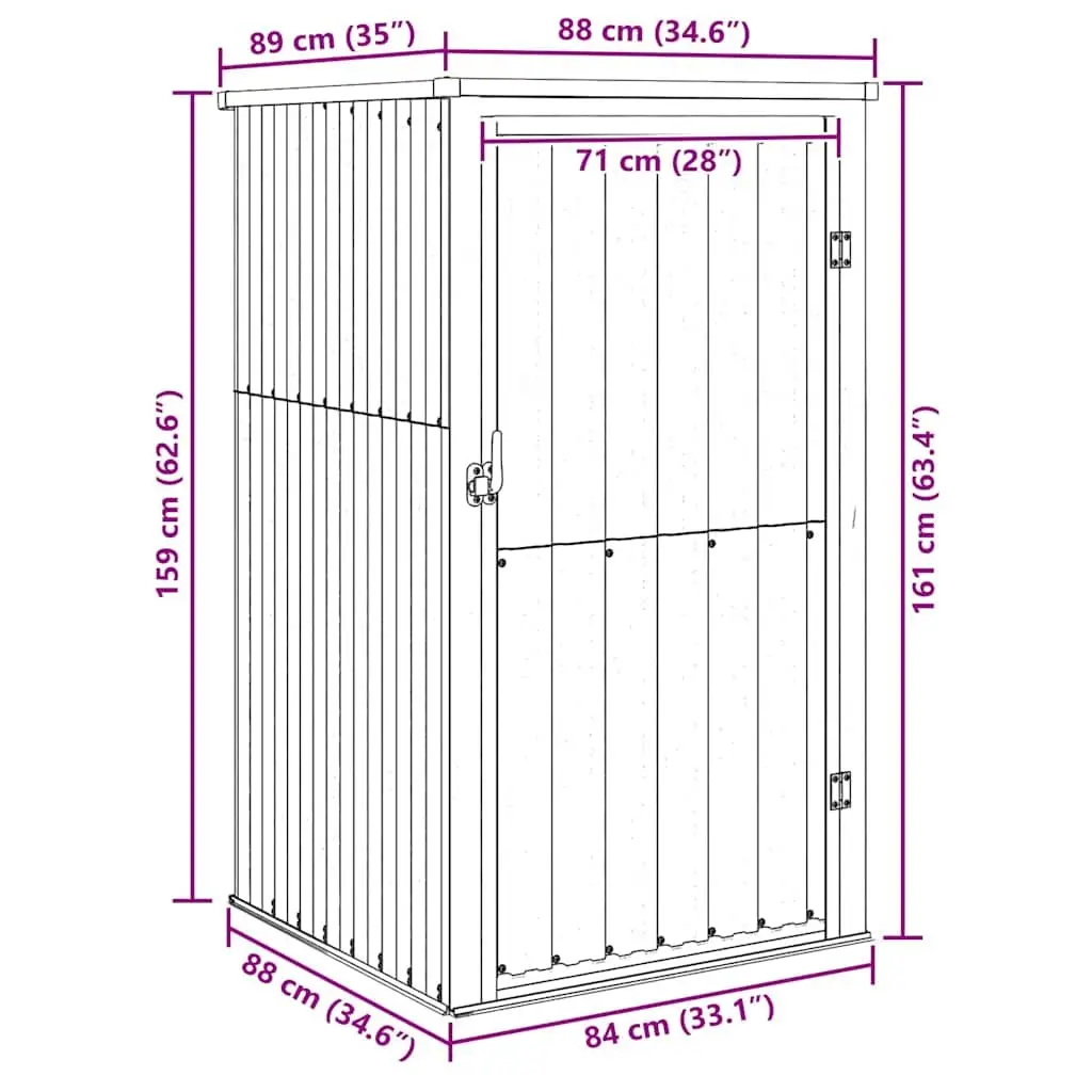 Garden Tool Shed Outdoor Storage Grey Galvanised Steel Frame 88x89x161cm