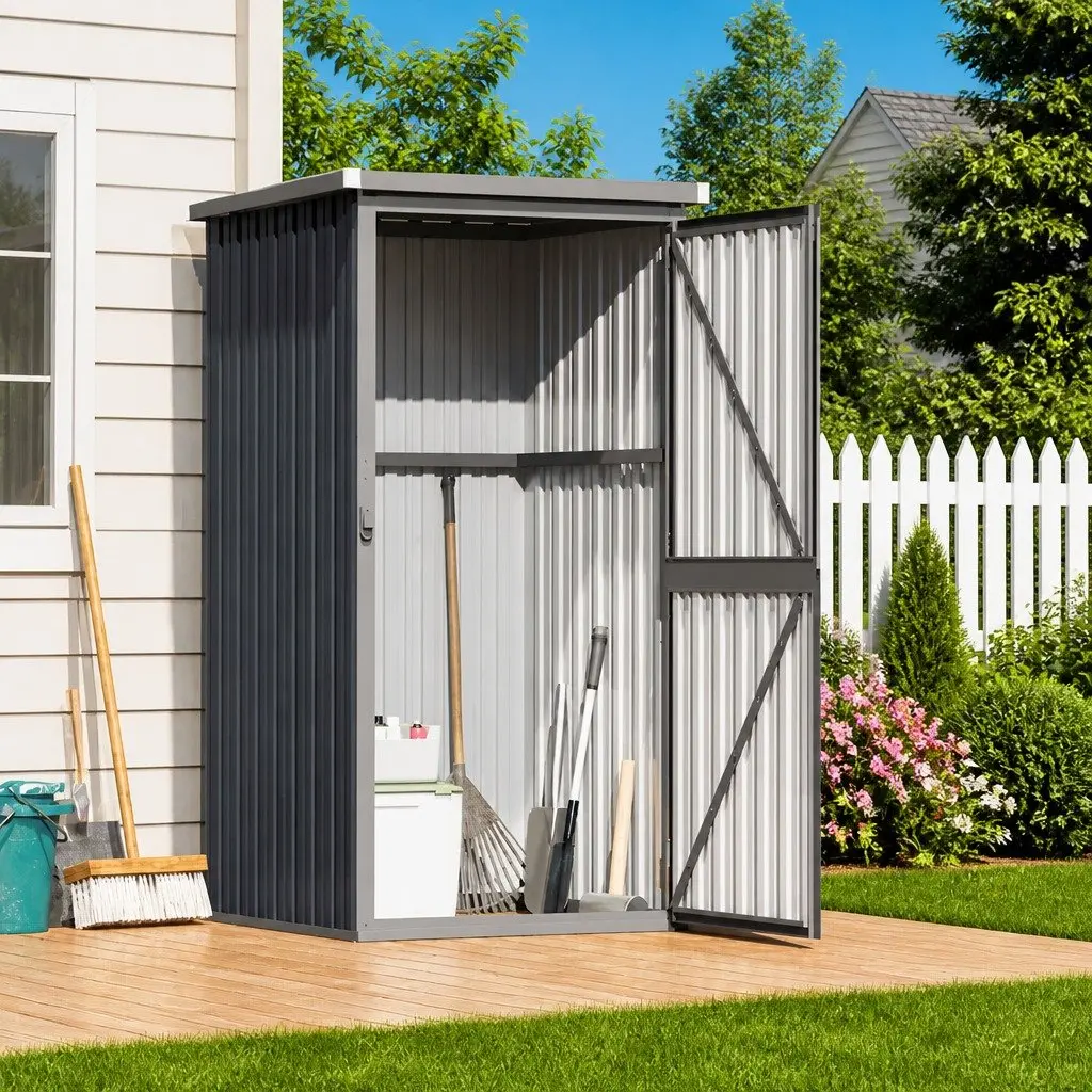 Garden Metal Storage Shed Outdoor Use Anthracite 88x89x161cm