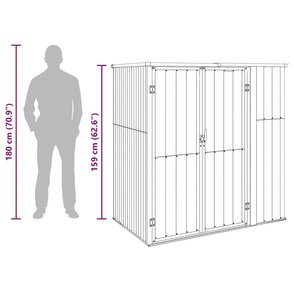 Garden Tool Shed Outdoor Storage Grey Galvanised Steel Frame 161x89x161cm