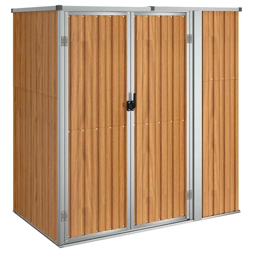 Garden Tool Shed Brown Outdoor Storage Box Galvanised Steel Frame 161x89x161cm