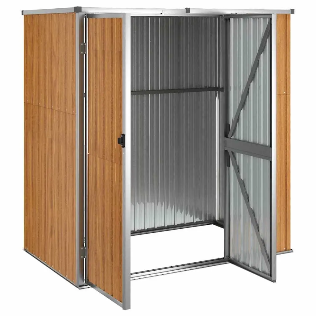Garden Tool Shed Brown Outdoor Storage Box Galvanised Steel Frame 161x89x161cm