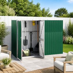 Garden Tool Shed - 225x89x161cm, Galvanised Steel