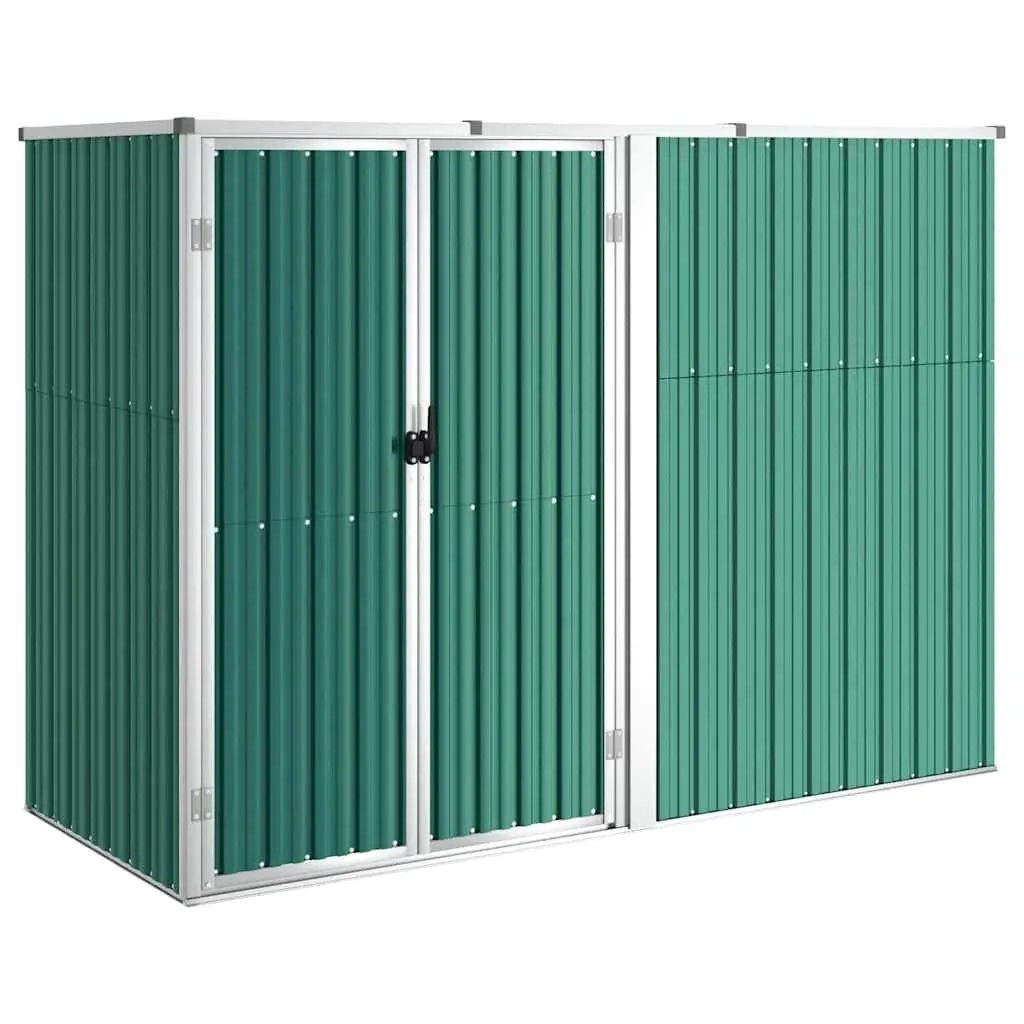Green Galvanised Steel Garden Shed for Tools 225x89x161cm Outdoor Storage