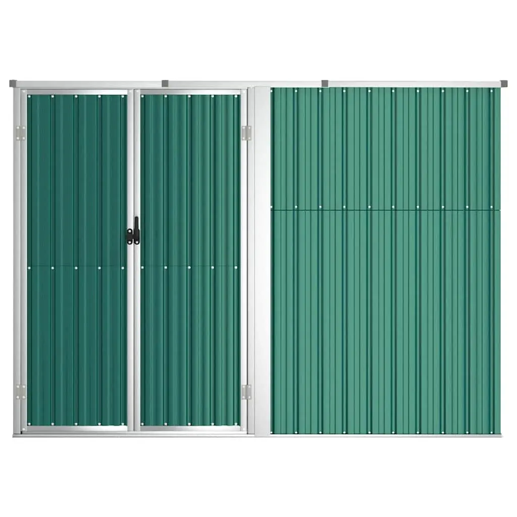 Green Galvanised Steel Garden Shed for Tools 225x89x161cm Outdoor Storage