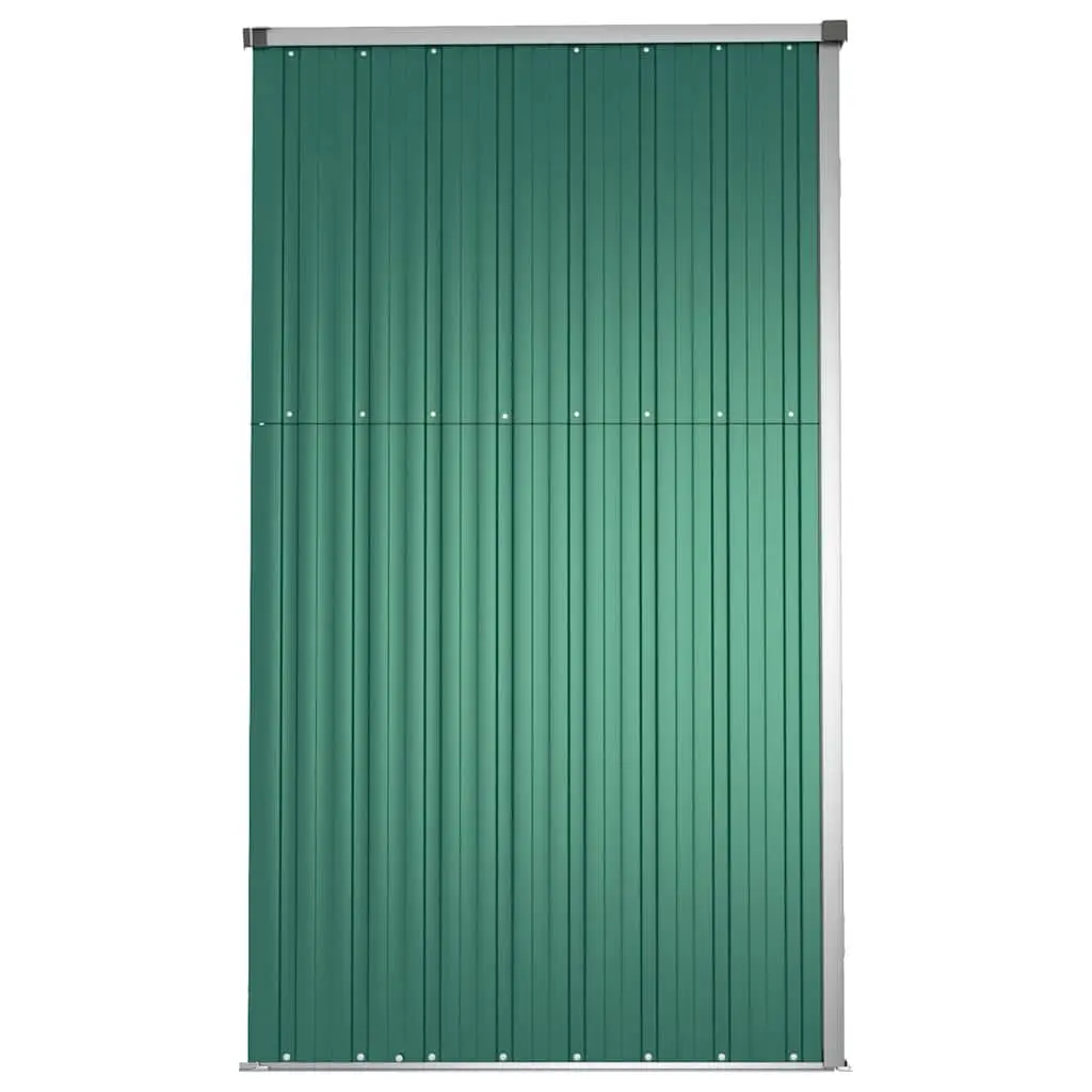 Green Galvanised Steel Garden Shed for Tools 225x89x161cm Outdoor Storage