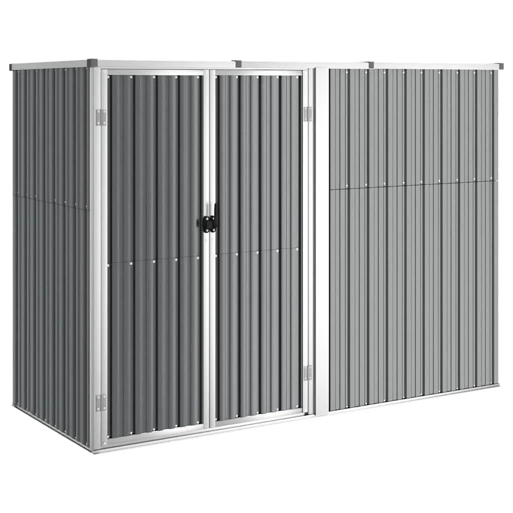 Garden Tool Shed Outdoor Storage Grey 225x89x161 cm Galvanised Steel Frame