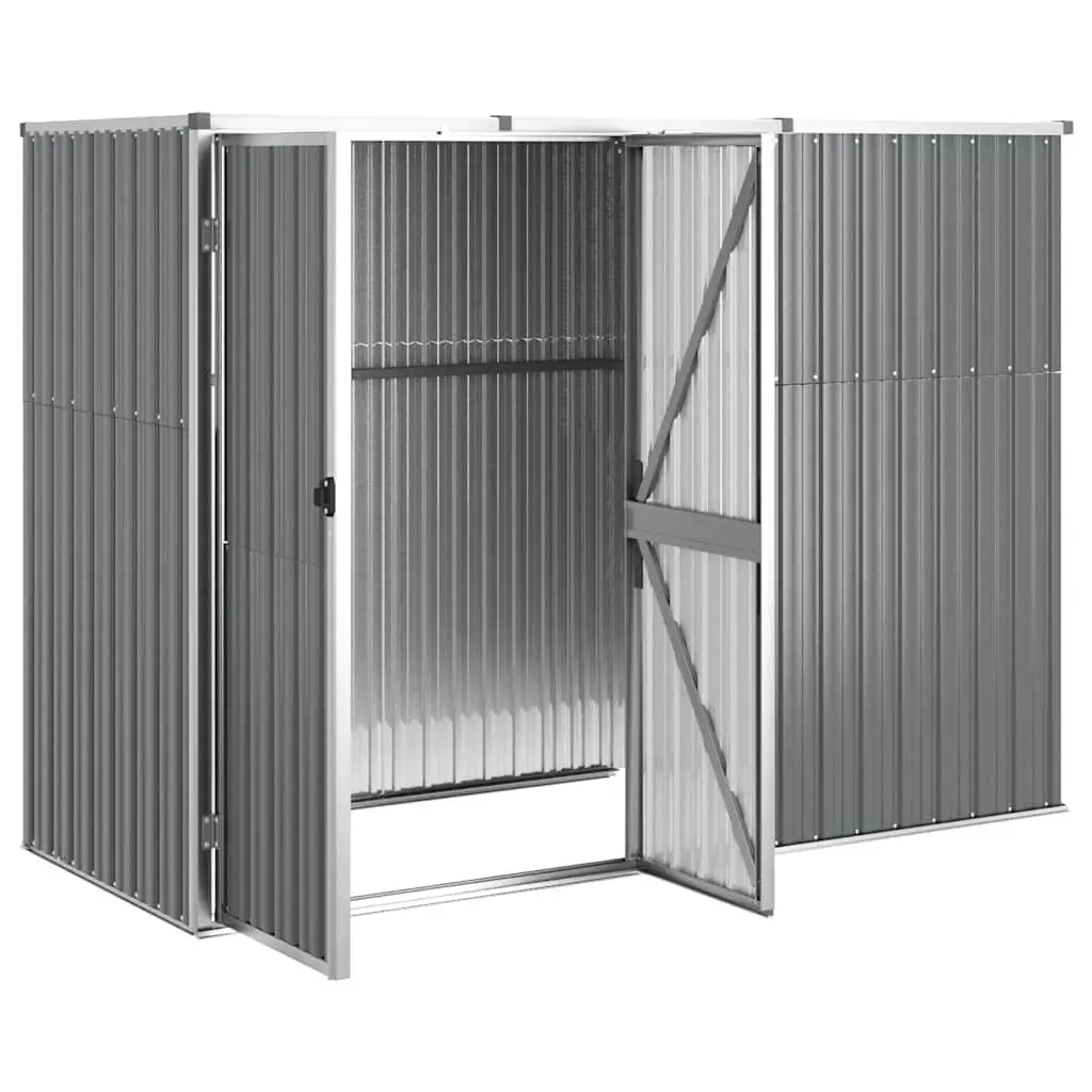 Garden Tool Shed Outdoor Storage Grey 225x89x161 cm Galvanised Steel Frame