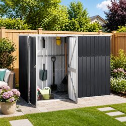 Garden Tool Shed Anthracite Outdoor Storage Galvanised Steel 225x89x161cm