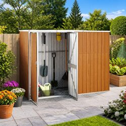 Garden Tool Shed Specifications: Brown 225x89x161cm Steel
