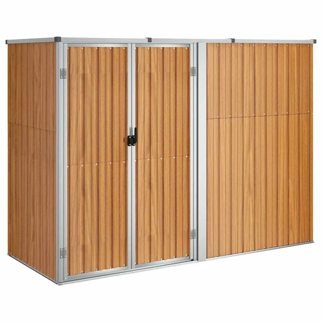 Garden Tool Shed Brown 225x89x161cm Galvanised Steel Storage Outdoor