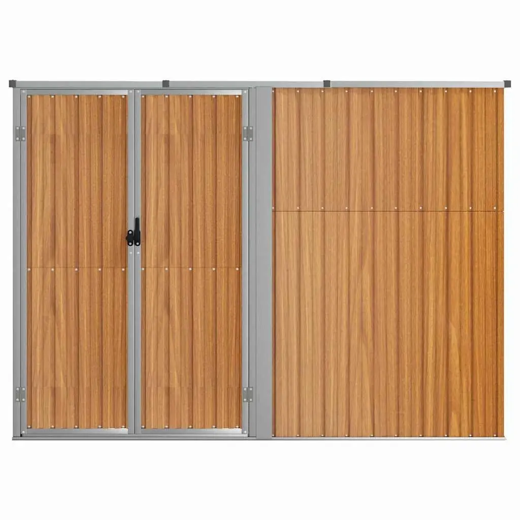 Garden Tool Shed Brown 225x89x161cm Galvanised Steel Storage Outdoor