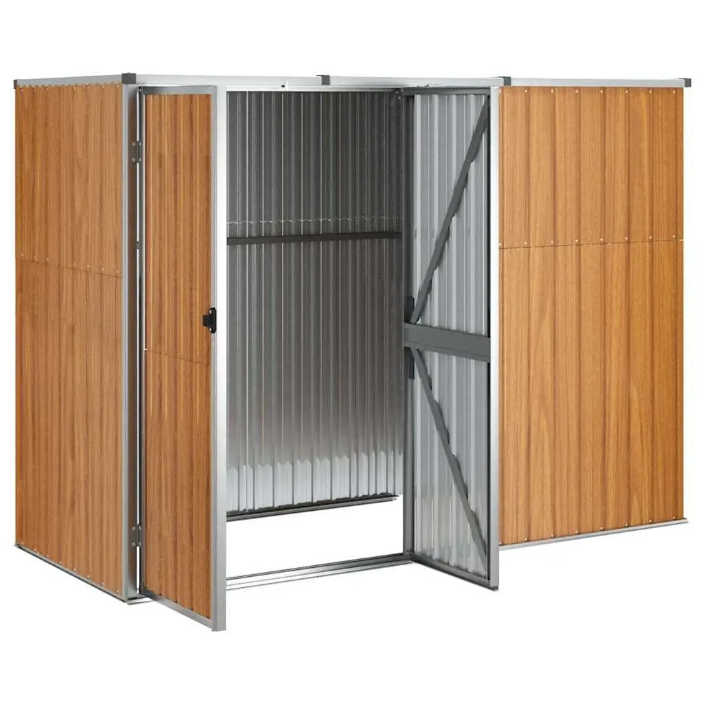 Garden Tool Shed Brown 225x89x161cm Galvanised Steel Storage Outdoor