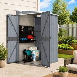 Grey Wall-mounted Garden Shed: 118W x 100D x 178H cm