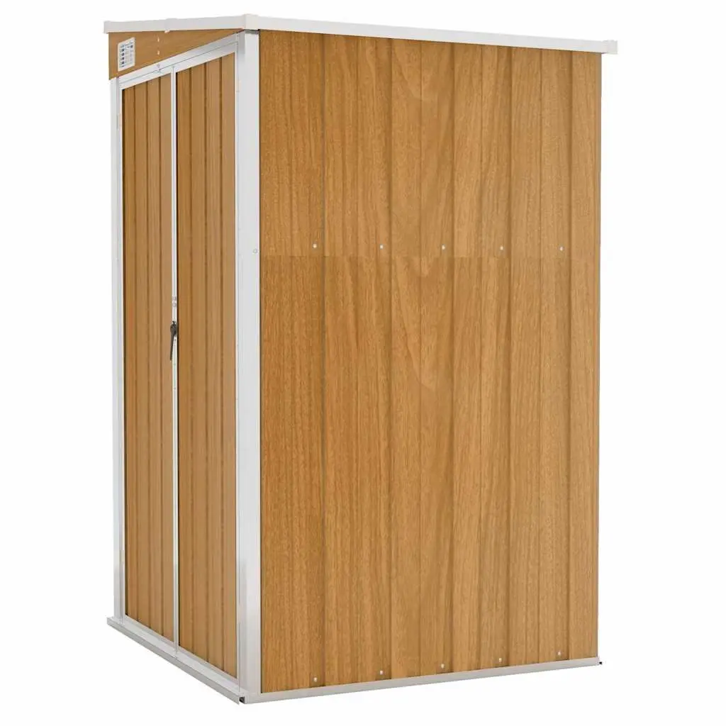 Brown Galvanised Steel Wall-mounted Outdoor Garden Shed with Double Opening Doors 118W x 100D x 178H cm