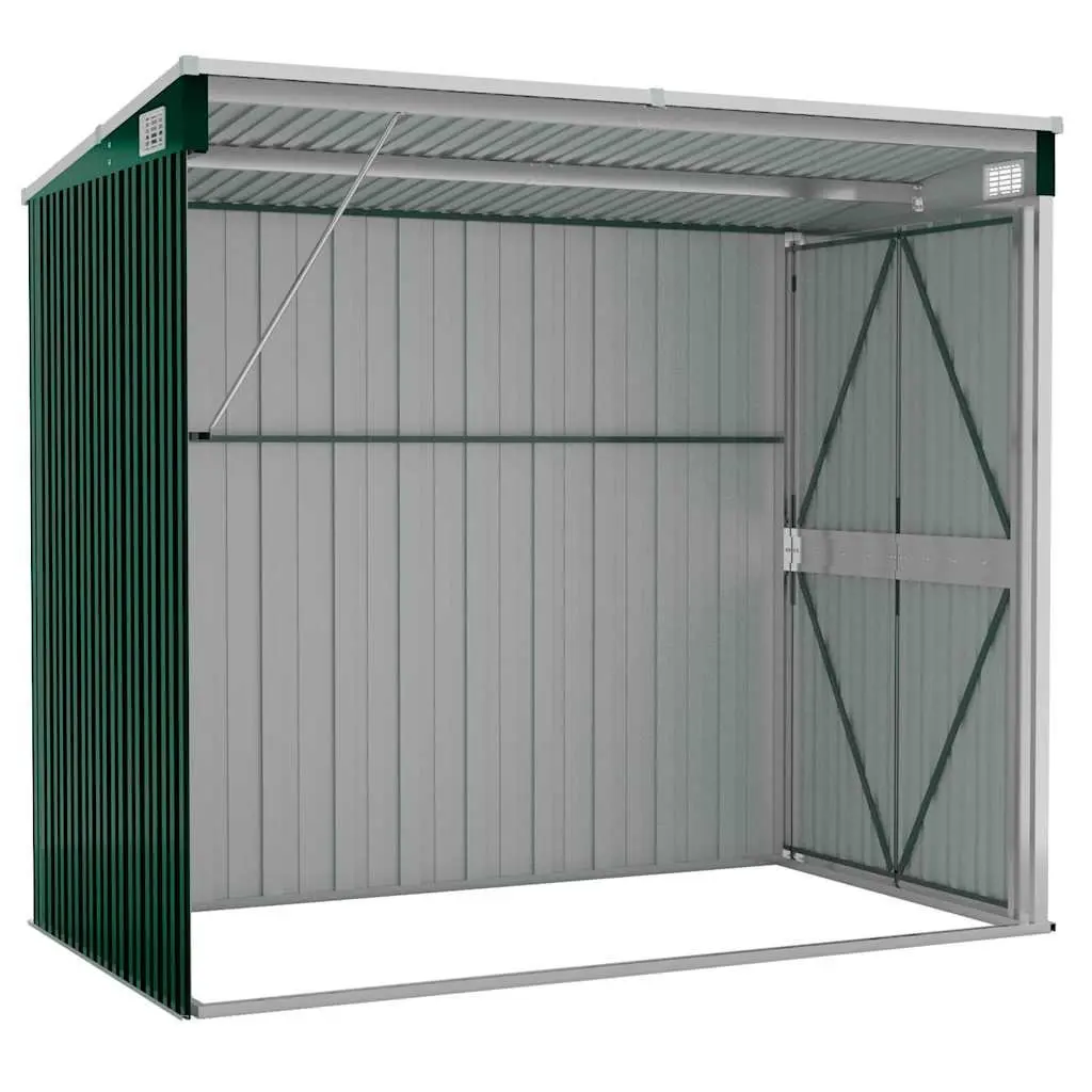 Wall-mounted Garden Shed Outdoor Storage Green Steel 118 x 194 x 178 cm